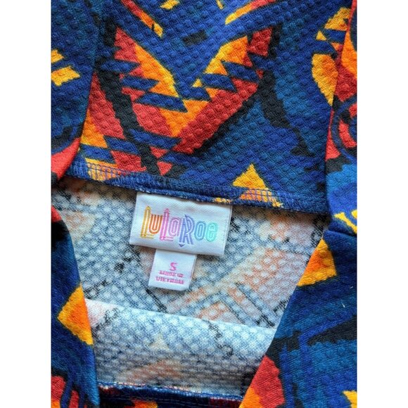 LuLaRoe Cassie Pencil Skirt In A Blue, Red, & Orange Aztec Print, size S - Picture 4 of 7